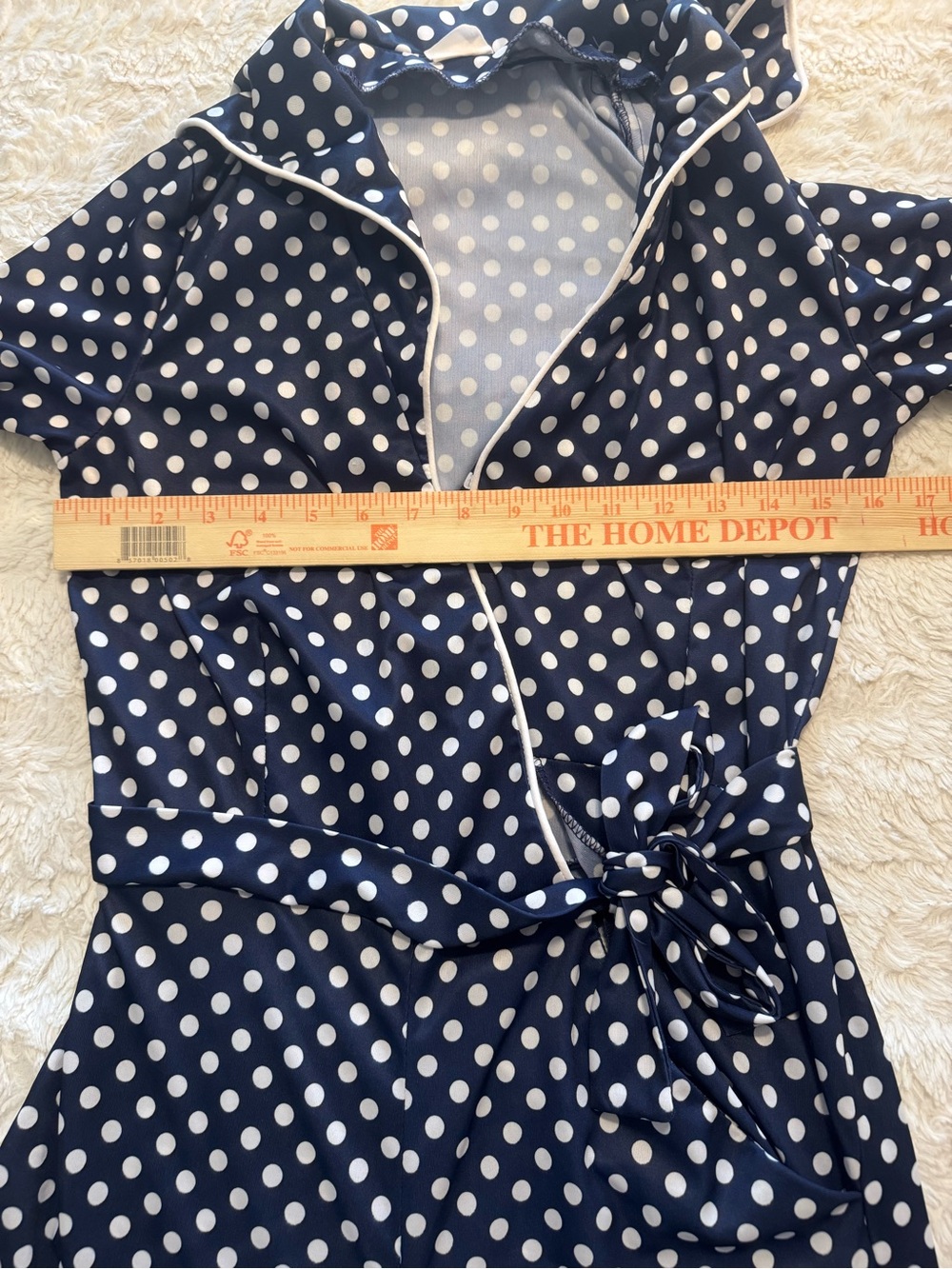 Vintage 70s Polka Dot Wide Leg Jumpsuit Tie Waist Disco Mod - Picture 5 of 9
